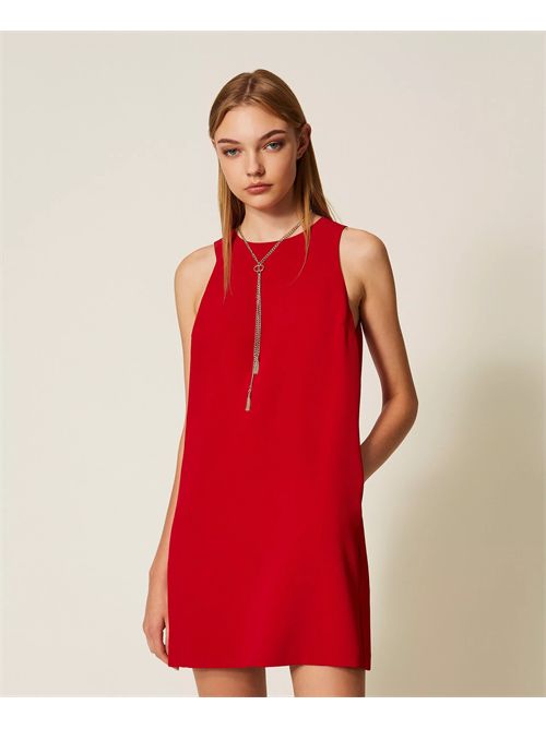 Abito corto in crêpe cady con catena Oval T TWINSET | TP2302/00740